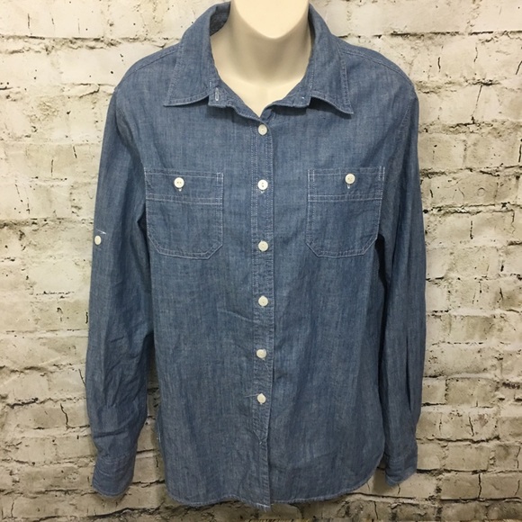 Per Se Blue Chambray Button Up Shirt - Picture 1 of 6